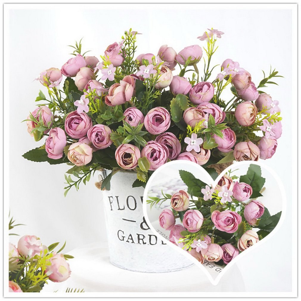 Artificial Rose Flower Ball Fabric Plastic Simulation Flower Centerpiece For Wedding Decor Road Lead Table Flower Bouquet DIY