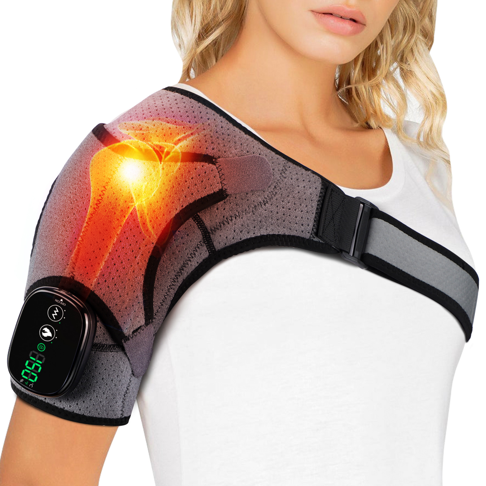 Aquecimento elétrico ombro massageador vibração ombro joelheira 2 em 1 massagem blets mais quente aquecido almofadas de relaxamento muscular