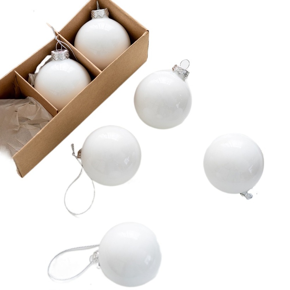 6 pçs artesanato conjunto de bola de natal de vidro 6cm criativo pingente de árvore de natal delicado pintado pendurado ornamento casamento: Luz amarela