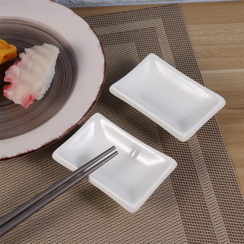 4PCS 3inch Ceramic Sauce Dishes Rectangular Sauce Fruit Dessert Plates Food Dipping Bowls Appetizer Plates