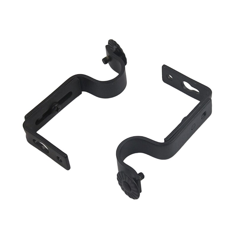 2 Pcs Adjustable Curtain Rod Bracket, Iron Hang Curtain Rod Holders, Single Rod Bracket for Walls（Black/Green Bronze）