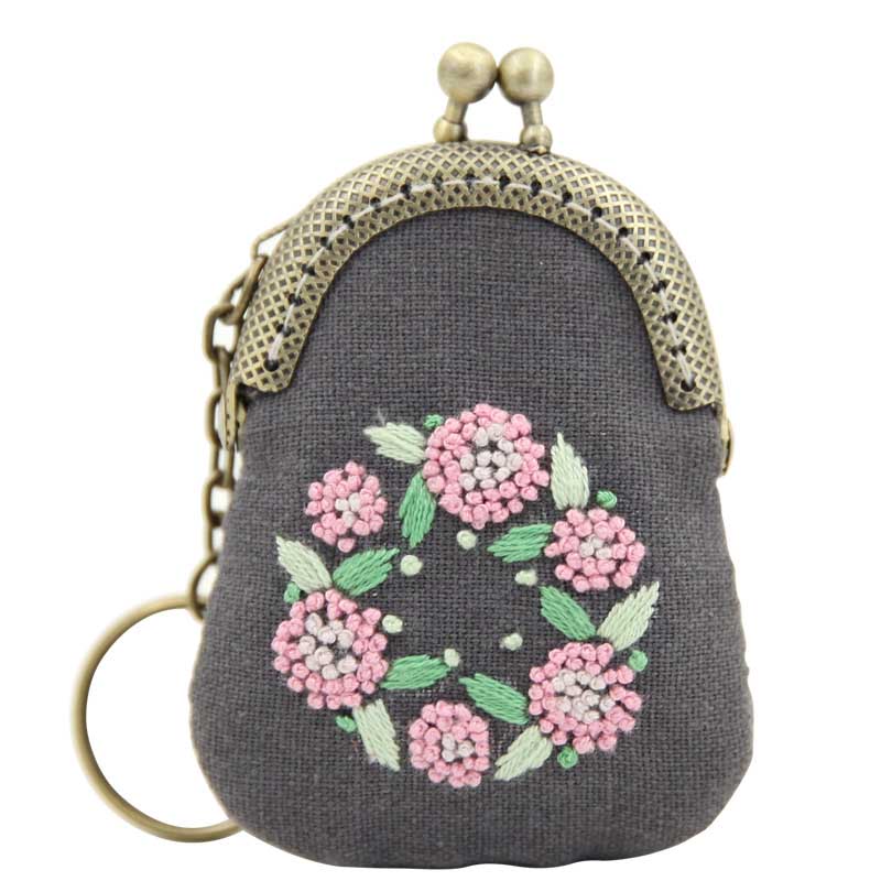DIY Flower Necklace Mini Embroidery Bag Kit Embroidery Key chain Cross Stitch Sets Needlework Swing Craft Friend Unfinished: 9
