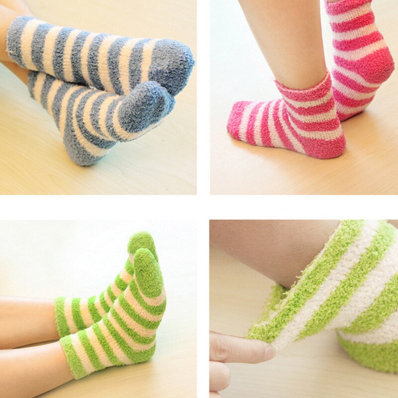 4 paare/los Winter Halten Warme Korallen Vlies Süße Süssigkeit Farben Baby Socken Junge/Mädchen Socken