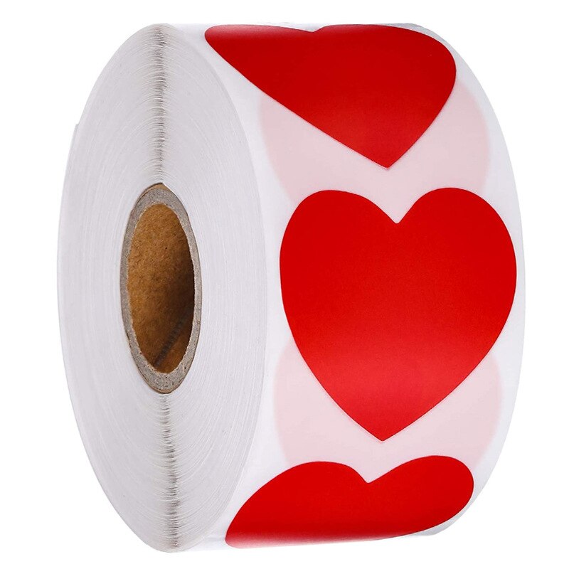 Hjerteform af røde klistermærker forseglingsetiketter 50 etiketter klistermærker scrapbooking til pakke og bryllupsdekoration papirvarer klistermærke