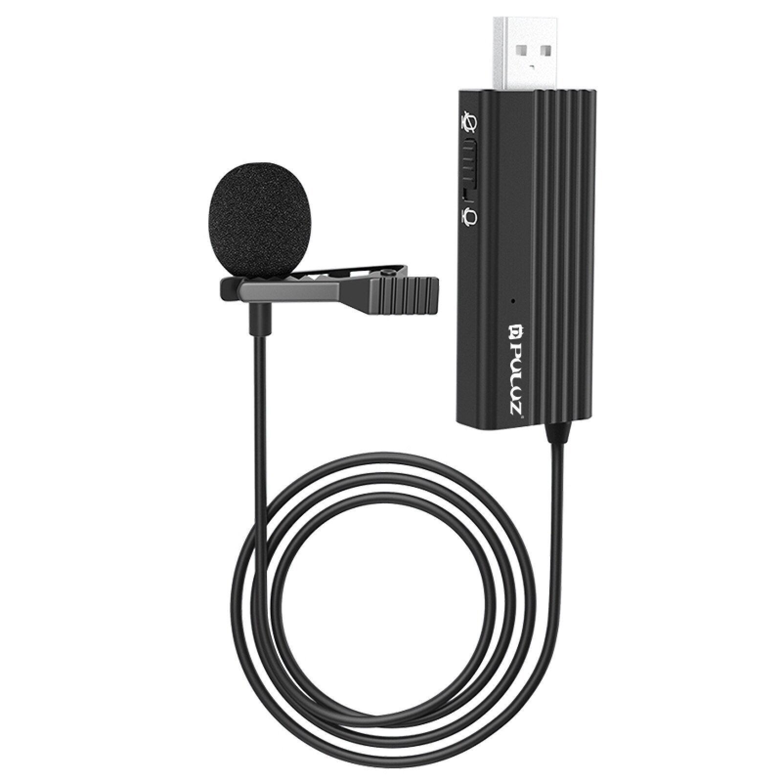 PULUZ USB Clip-on Wired Lapel Mic Recording Microphone Lavalier Silent Condenser Microphone