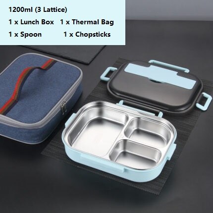 Japanese Bento Box Food Container White Bag Set Food Storage Containers Children Heated Lunch Box Stainless Steel Adults 304 Bar: 3 Lattice With Bag