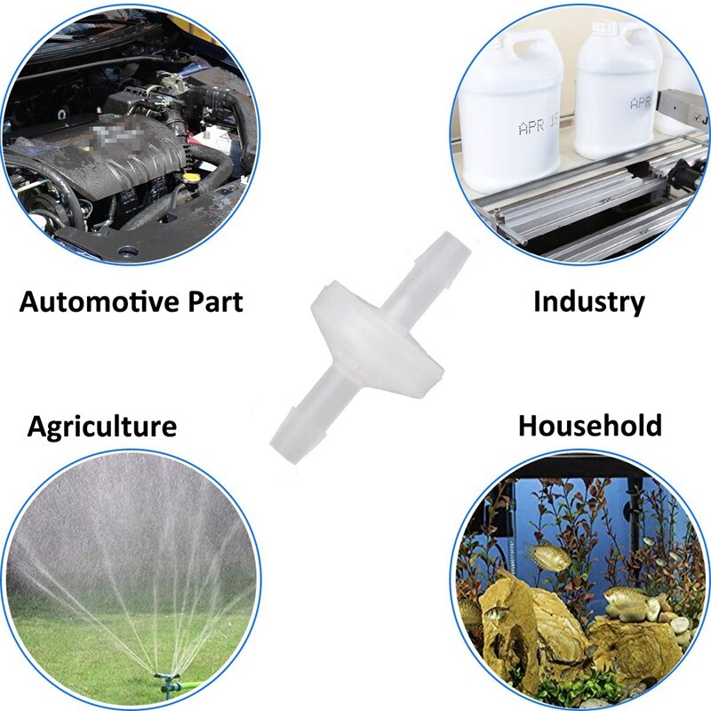 8 Pcs 1/4Inch Check Valve 6mm PVDF One Way Valve Inline Check Valve Non Return Check Valve for Fuel Gas Liquid Air