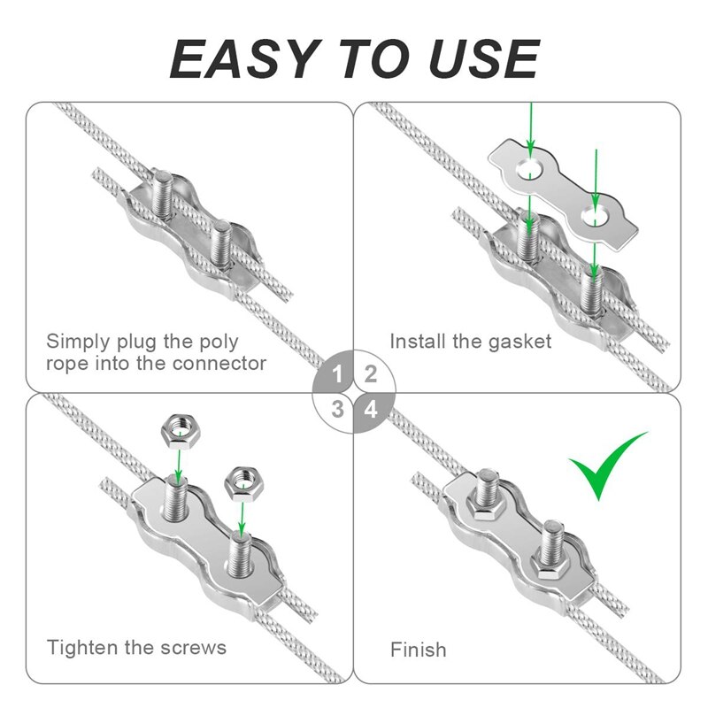 15Pcs Poly Rope Connector,Wires Splicer Wire Cable Clamp Connector for Electric Fences