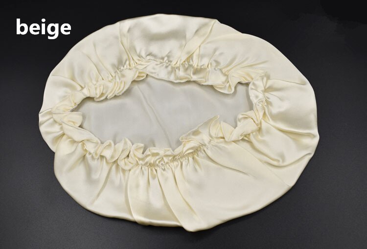 100% Mulberry Seide Kappen für Schlaf Komfortable Weiche Seide Nacht Kappe Hüte Bonnet Beanie Hut Solide Farbe Freies: beige