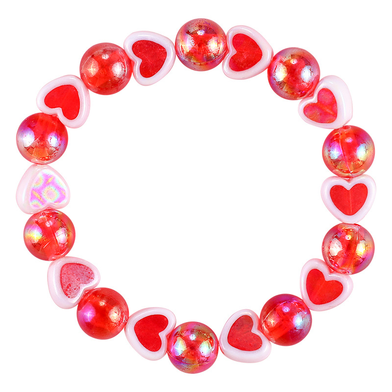 Pulsera de corazón de amor de Color acrílico para niños, pulseras de amistad para niñas, accesorios de joyería simples, dijes de 2022
