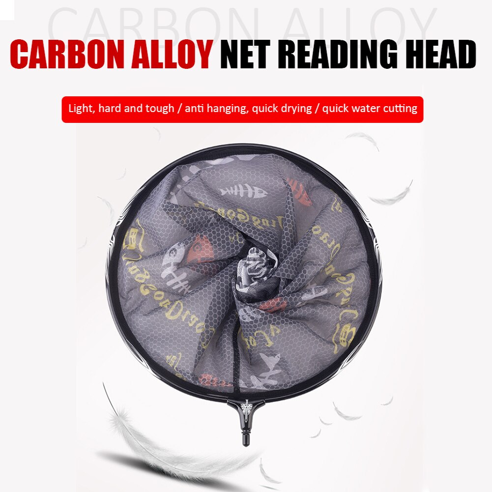 30-40cm Carbon Fishing Net Foldable Collapsible Telescopic Mesh Hole Depth Landing Dip Net Fishing Tackle