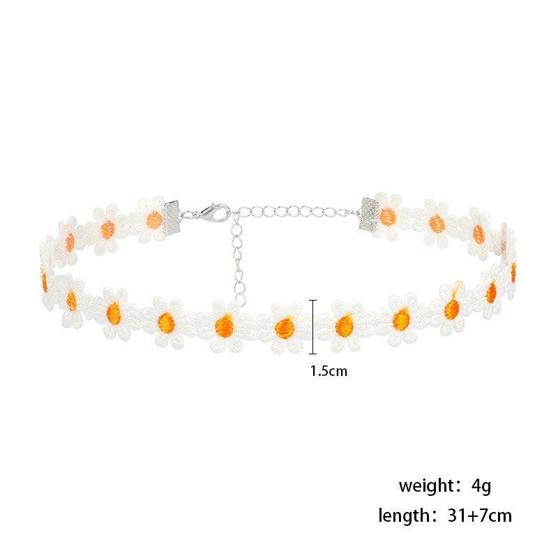 Koreaanse Daisy Choker Ketting Zoete Kant Bloem Kraag Eenvoudige Mode Kettingen Voor Vrouwen Meisjes Zomer Temperament Sieraden