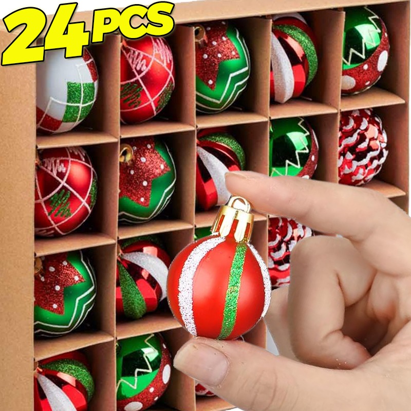 12PCS/Box Colored Christmas Balls DIY Glitter Christmas Tree Hanging Pendant Ornaments Year Party Home Decor Festival Supply