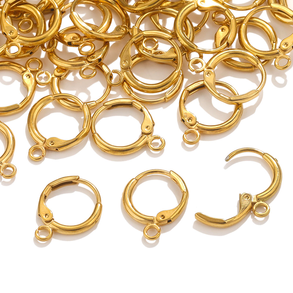 Ganchos para pendientes franceses de acero inoxidable, palanca trasera, gancho redondo, alambre para oreja, suministros para hacer pendientes DIY, accesorios de joyería, 10 Uds.