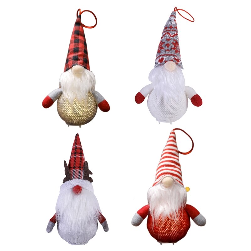 Kerstboom Verlichte Gnome Pop Opknoping Hanger Faceless Zweedse Santa Knuffel Elf Lamp Xmas Tafel Home Decor