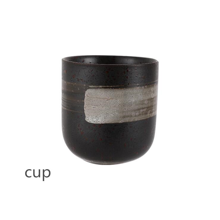 Japanese Retro ceramic dish Dinner Plate Ceramic Kitchen Plate Tableware Set Food Dishes Rice Salad Noodles Bowl Soup: cup