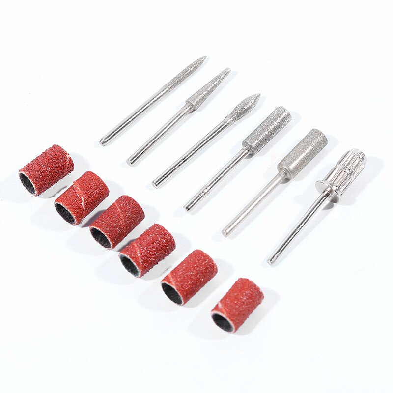 1 Juego de lima de uñas eléctrica giratoria de diamante, cortador de cutículas, brocas para uñas, papel de lija, pedicura, manicura, limpieza, lijadora, accesorios
