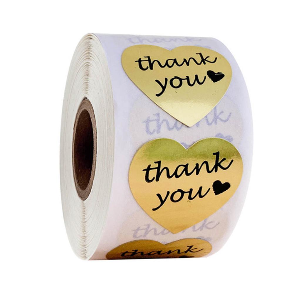 500pcs Gold Thank You Sticker Foil Labels Heart Sh... – Vicedeal