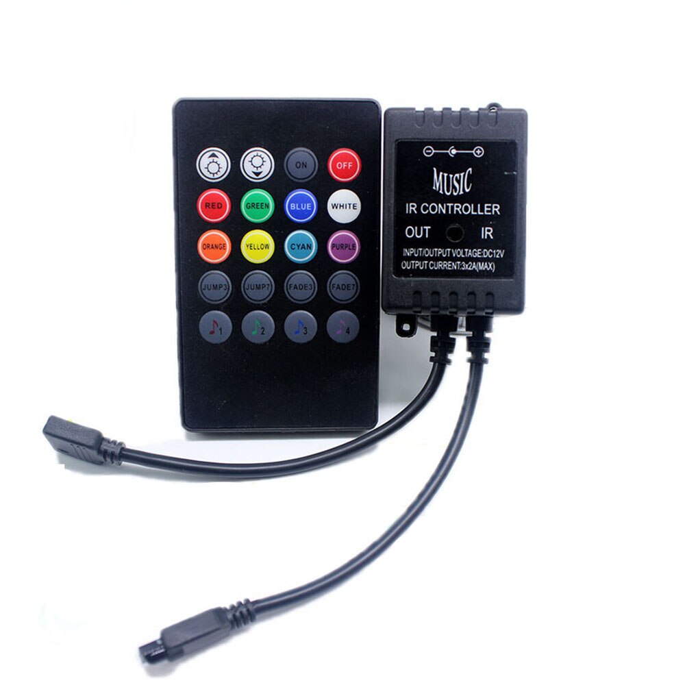 20 Key Music IR Controller Black Sound Sensor Remote DC 12V RGB Controller For RGB LED Light Strip Connect 2 Led Strip: one to one