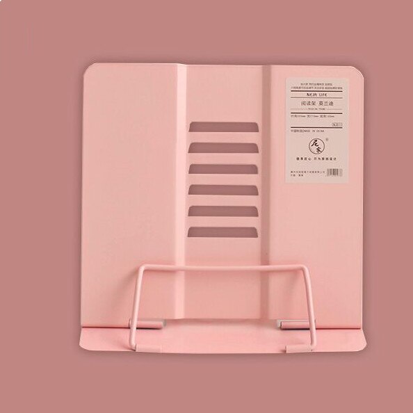 MINKYS-soporte plegable Morandi para libros, base de Metal para leer libros, ajustable, material de papelería Kawaii para escuela y oficina: pink