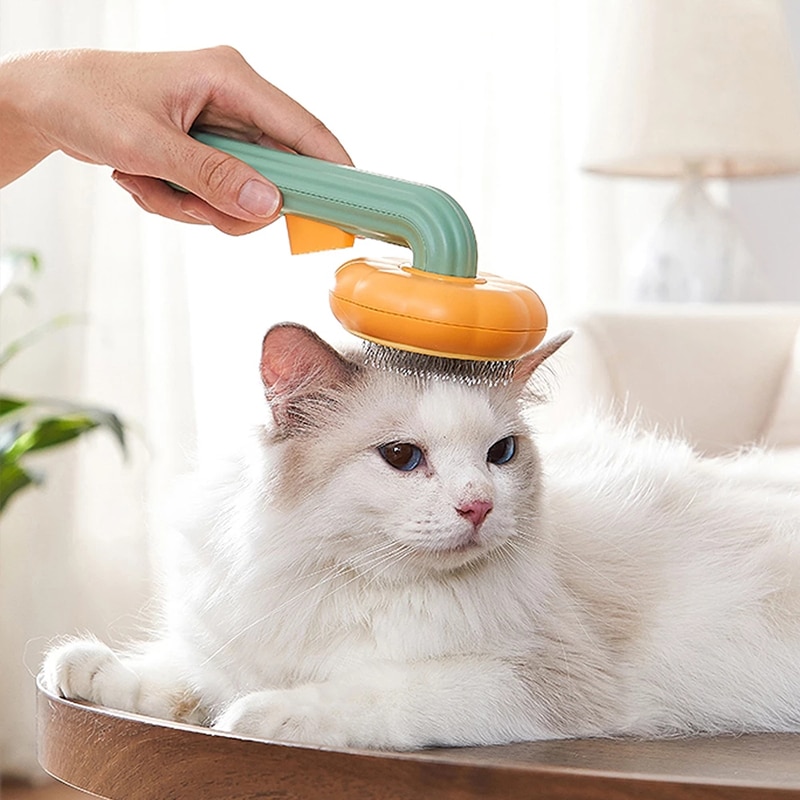 Pompoen Huisdier Borstel Zelfreinigende Slicker Brush Voor Verlies Hond Kat Grooming Kam Verwijdert Losse Underlayers En Verwarde Haar