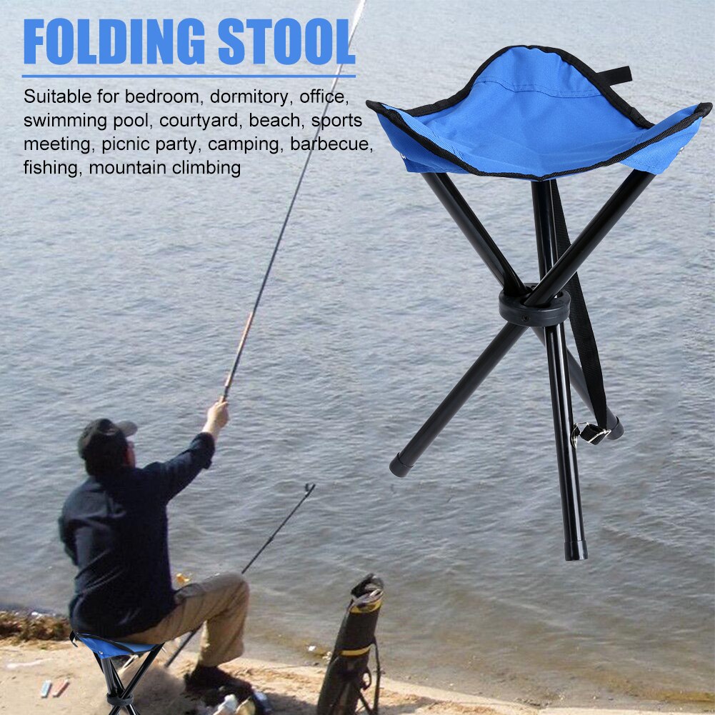 Silla plegable con trípode para pesca, taburete plegable para acampar al aire libre, portátil, Mate, ultraligero, 3 colores, 1 unidad