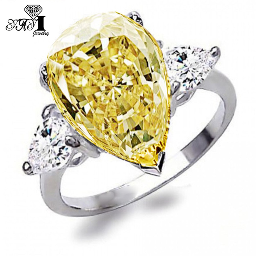 YaYI Frauen Schmuck Ring 5CT Gold Farbe Zirkon CZ Silber Farbe Verlobungsringe trauringe Partei Ringe