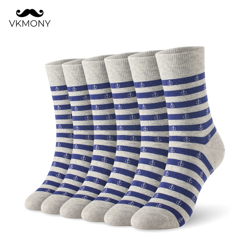 Katoen mannen sokken ontdaan anker man zachte sokken 6 paren/partij K SIZE 7-11 EUR MAAT 40-46 1001 VKMONY