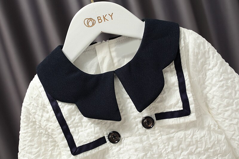 Baby Meisjes Zoete Jurk Herfst Elegante Prinses Lange Mouwen Jurk Revers Kinderen Jurk Kids