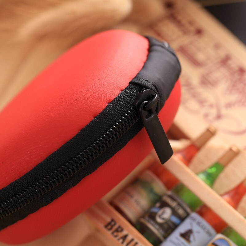 Ronde Draagbare Oordopjes Doos Mini Rits Hard Headphone Case PU Leer Oortelefoon Case Opbergtas Beschermende USB Kabel Organizer