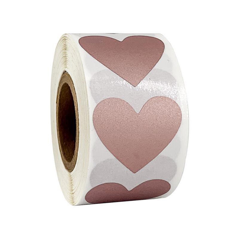 Roll Heart-shaped Scratch Sticker Silver Rose Gold Sticker Label Sealing Sticker: 25mm  300PCS / Rose Gold