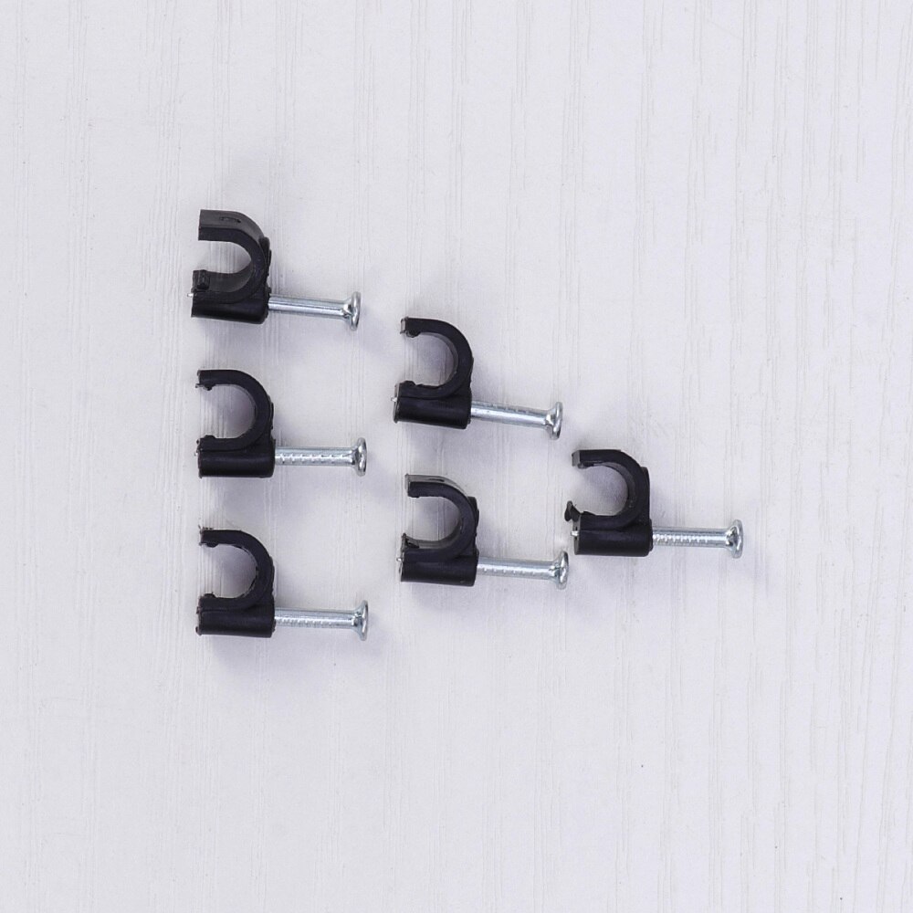 100pcs 4mm Cable Clip Wire Cord Fastener Telephone Line Tie Fixer Organizer Wall Clamp (Black)
