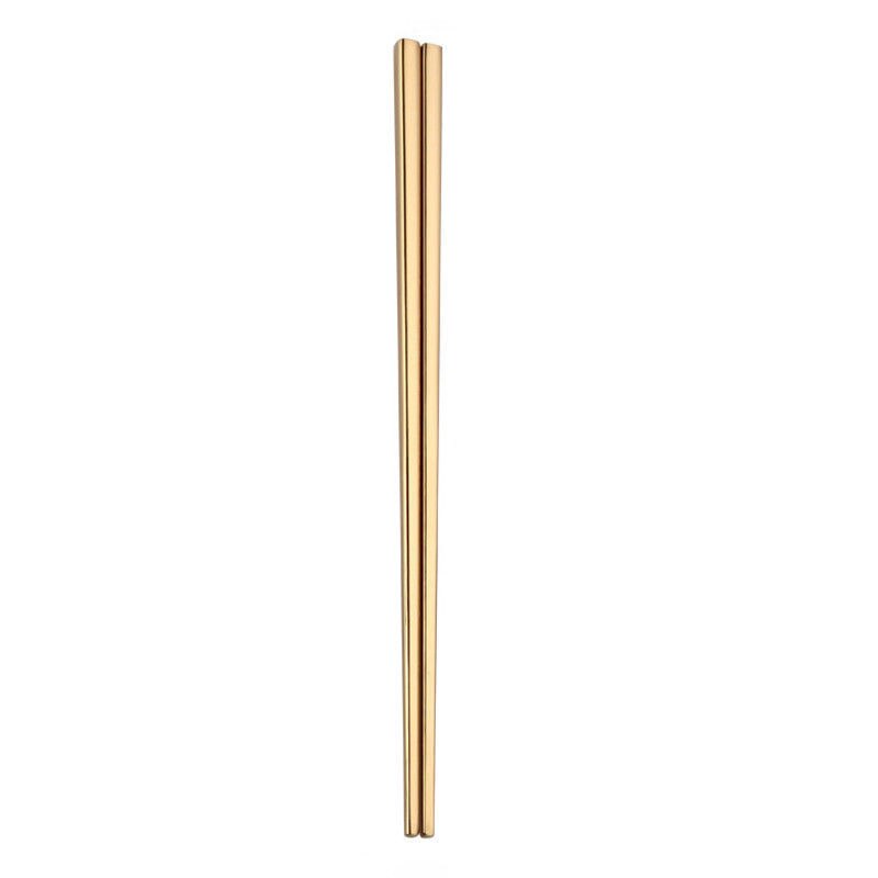 Rainbow Colorful Chopsticks Metal Chinese Stainless Steel Reusable Tableware: Gold