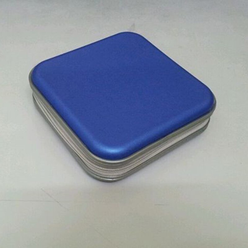 Portátil 40 Uds disco CD DVD tamaño monedero almacenamiento organizador caja compartimentos, soporte CD manga bolsa dura álbum caja estuches con cremallera: Azul