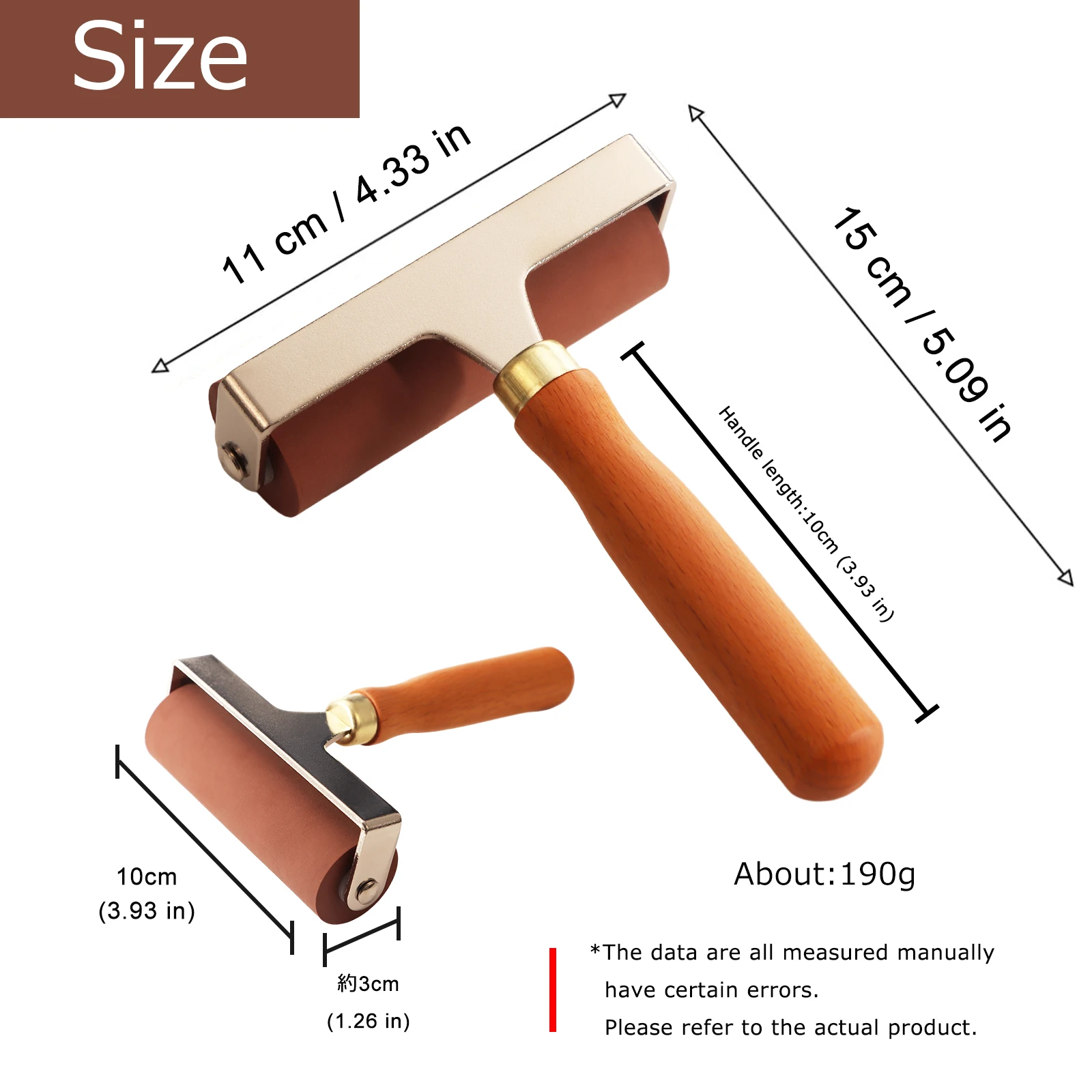 100mm Rubber Roller Install Tool Wooden Handle Stainless Steel Welding Art Craft Wall Painting Car Soundproofing for Boat Deck