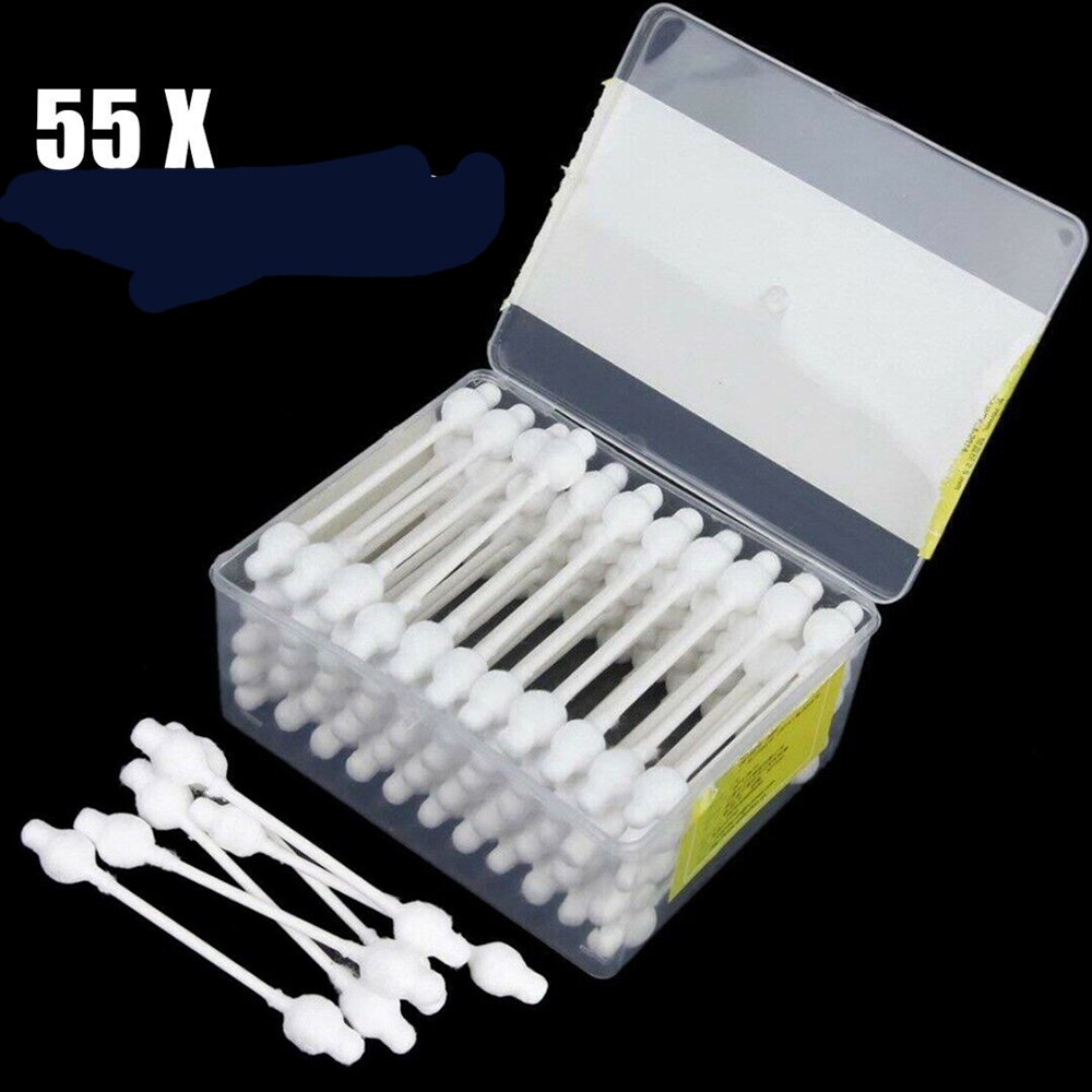 55pcs Double Head Baby Cotton Swab Bamboo Cotton Swab Wood Sticks Disposable Buds Cotton For Beauty Makeup Nose Ears Cleaning