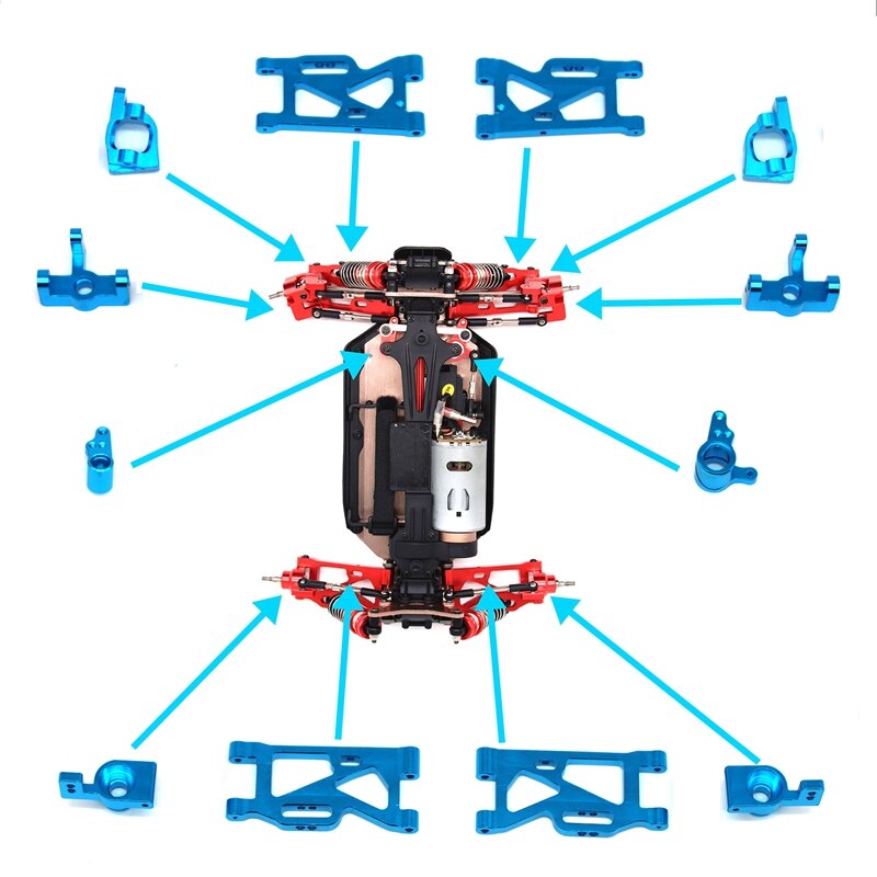 Per WL-giocattoli 1:14 144001 RC Auto Parti di Aggiornamento di Sterzo In Metallo Swing Braccio di Base C Mozzo Posteriore Sedile Servo pull Rod