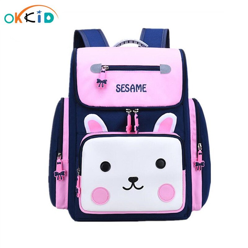 OKKID children school bags for girls cute waterproof primary school backpack with reflective strip kids pink kawaii book bag