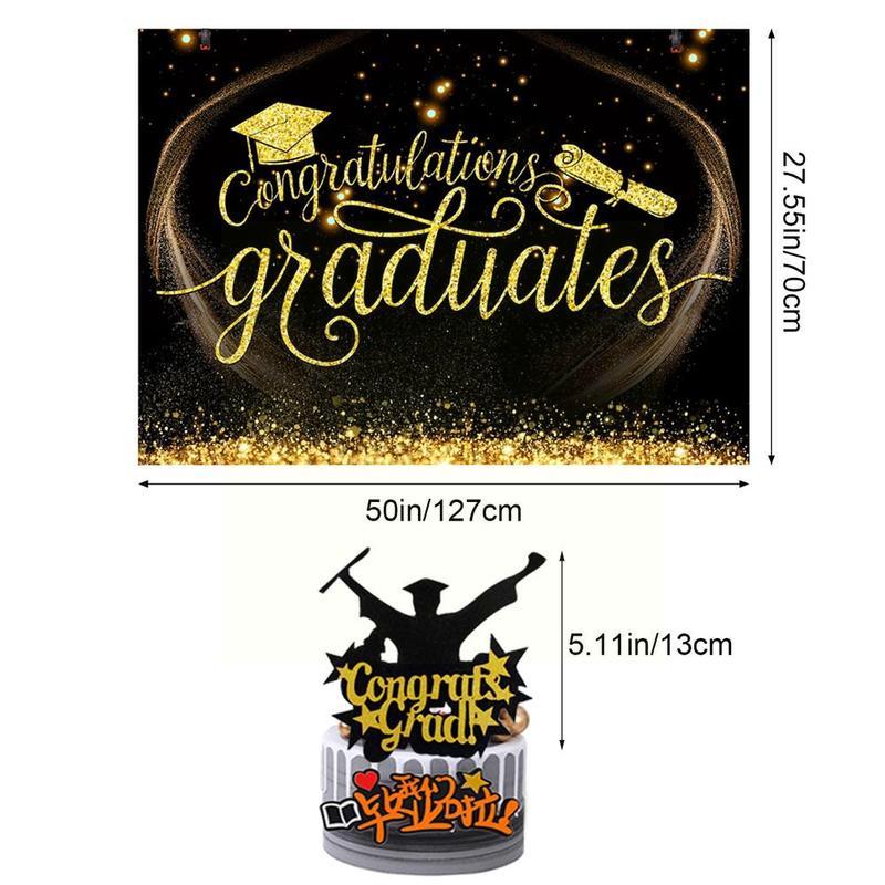 Graduation Party Flag Banners Gold Paper Letter Flags Congratulations Grad Paper Supplies Decoration Bunting Z5e8