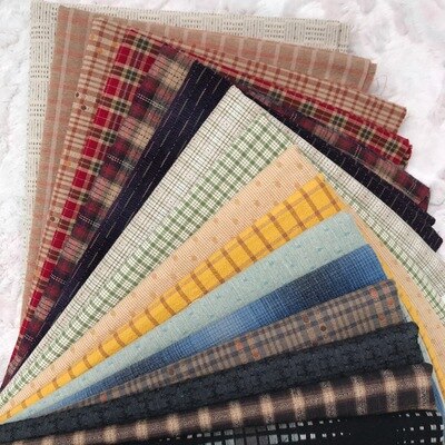 23 x 33cm 11- delt polykromatisk hi billigste japanske første fargevaskede stoffet søm dol gjør-det-selv-stoff rutet bomullsdukke