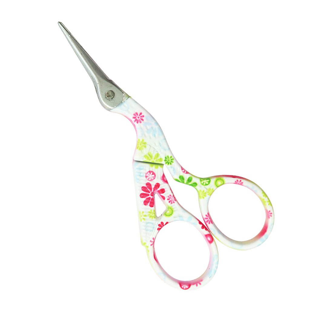 Small Floral Stainless Steel Art Retro Scissors Stork Crane Bird Scissors