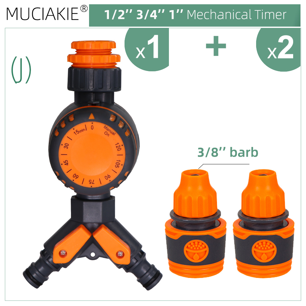 3-Way Double Control Water Timer Garden Automatic Irrigation Controller Intelligent Mechanical 120minutes Sprinklers System Tool: J