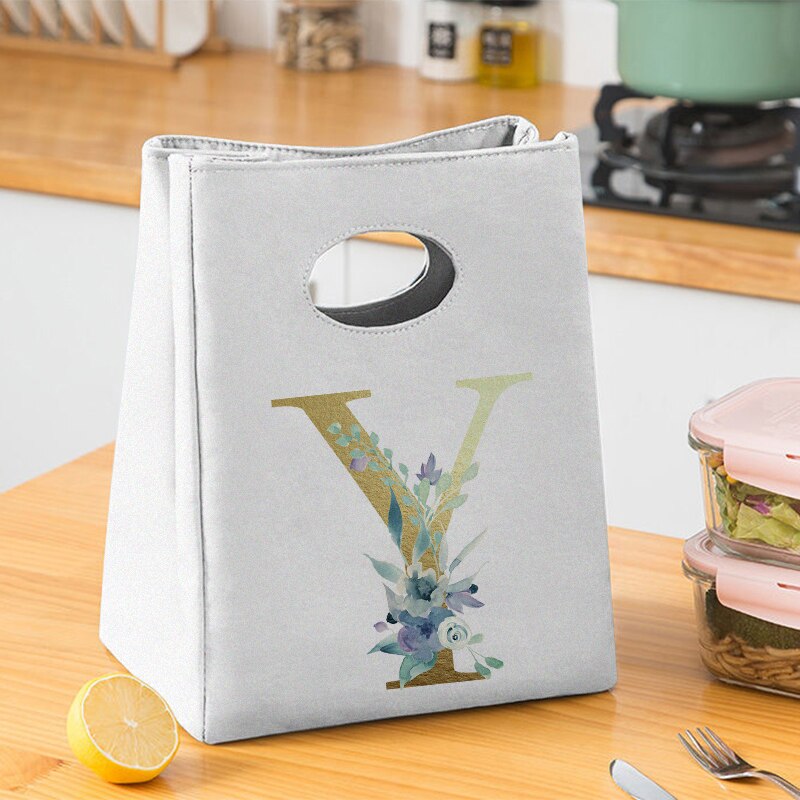 Gold Brief Unisex Isolierte Mittagessen Tasche Gedruckt Leinwand Mittagessen Box Picknick Tote Tasche Abendessen Behälter Lebensmittel Veranstalter: 9GoldgY