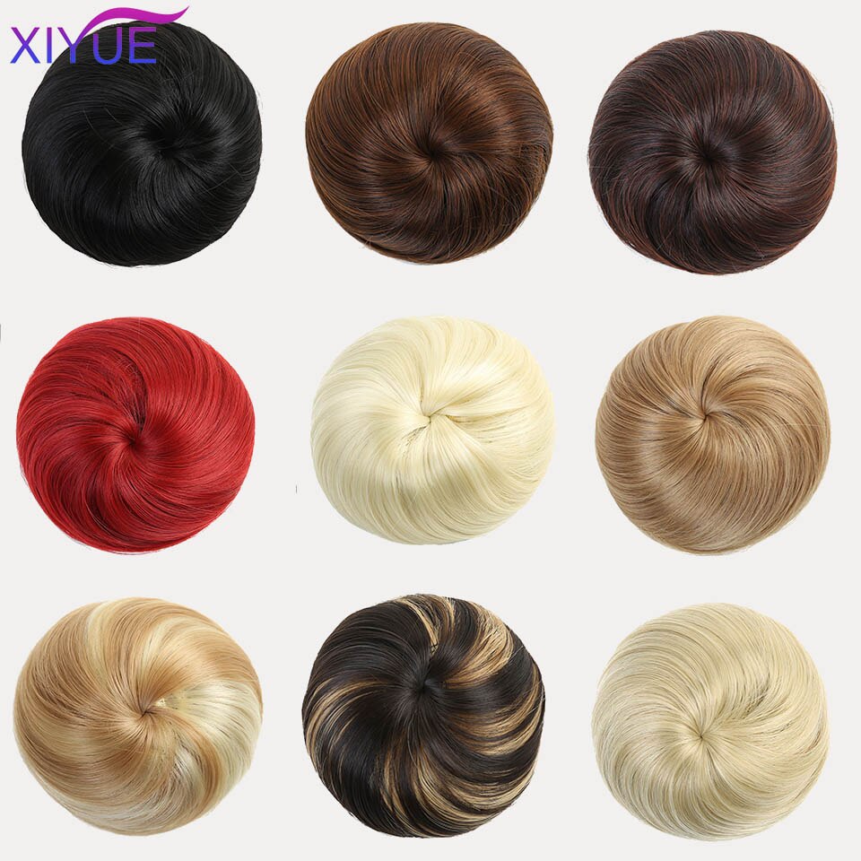 Syntetisk chignon donut gary brun farve hår bollepude elastisk hår reb gummibånd hårforlængelser på hestehale