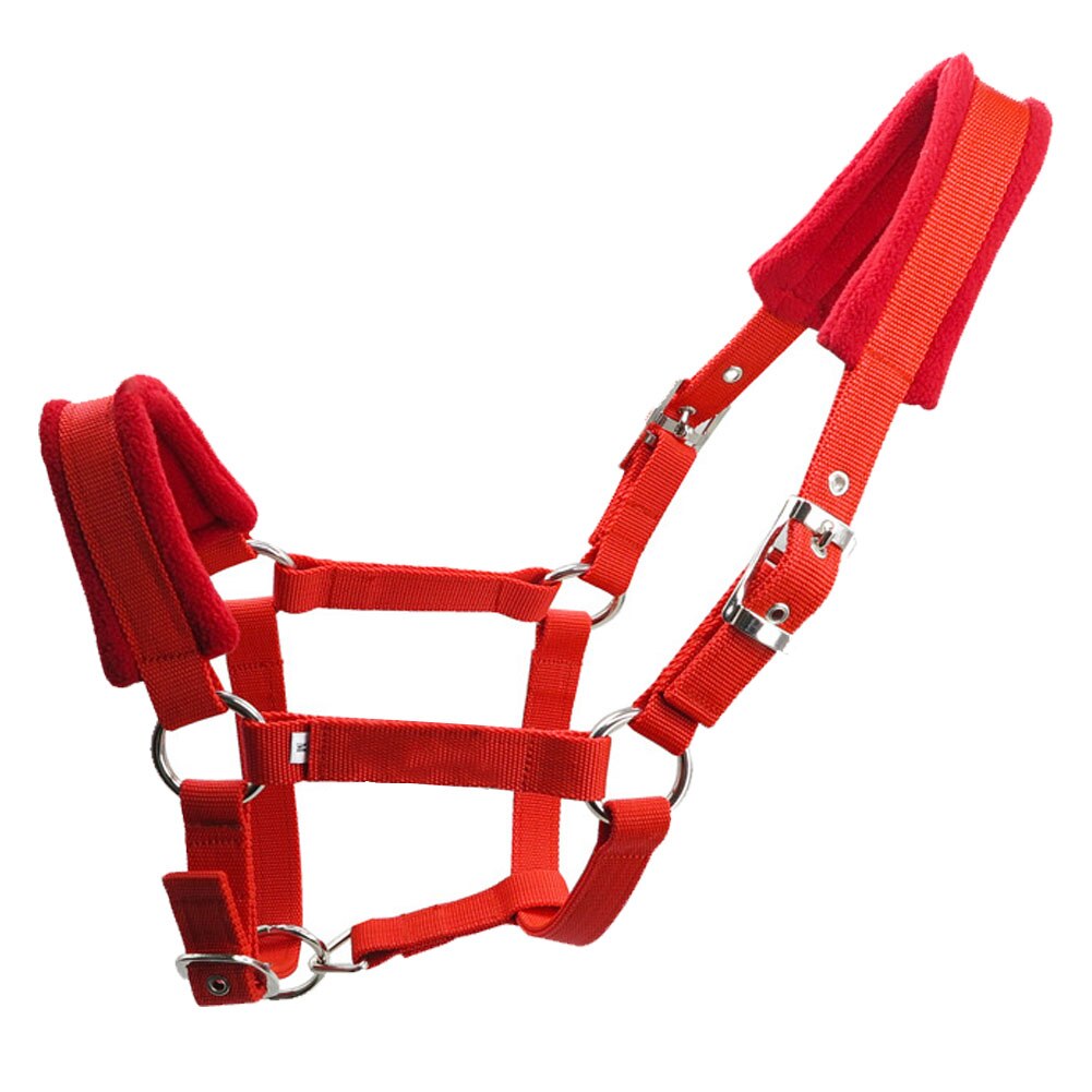 Horse Halter Fleece Padded Multiple Sizes Practical Protective Adjustable Strap Accessories Riding Equipment Double Layered: Red L