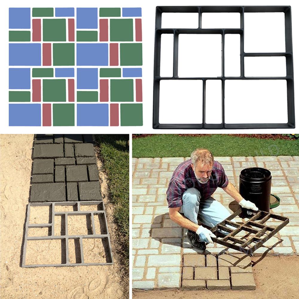 Tuin Lopen Bestrating Mal DIY Handmatig Bestrating Cement Bakstenen Vloer Road Beton Stepping Oprit Steen Path Plastic Mallen