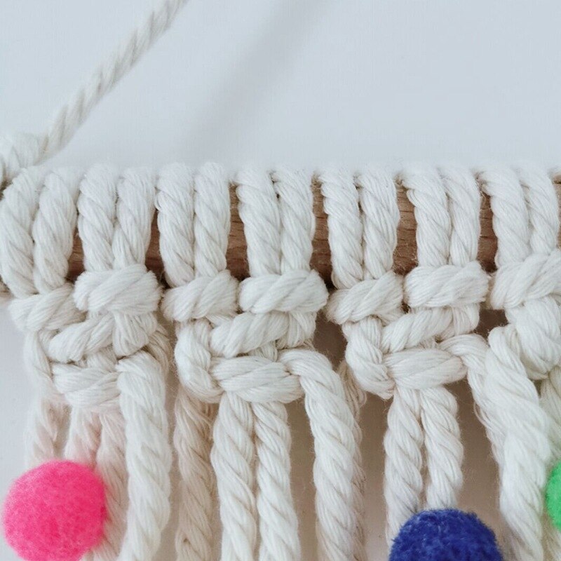 Tapiz de macramé colorido para decoración de pared de vacaciones, cuarto de niños, decoración colgante para habitación, tapices bohemios, arte mural hecho a mano