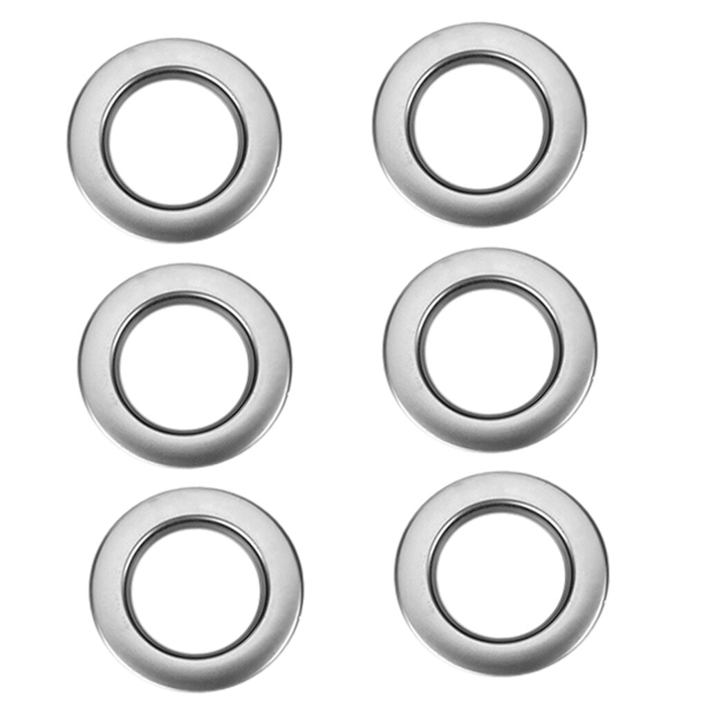 6 stk rund plastring til maljegardiner stangdekor, innvendig dia . 45mm,  lavt støynivå