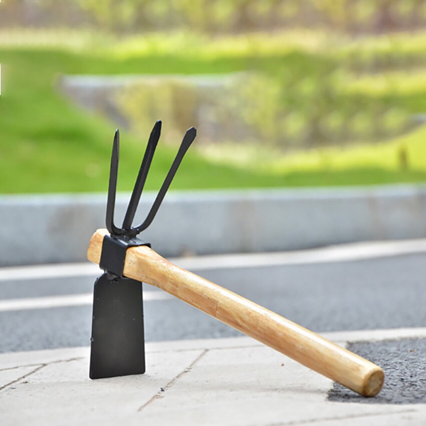Graafschoffel met twee koppen tuinieren plantgraver graafmachine houten handvat draagbare tuin handgereedschap staal