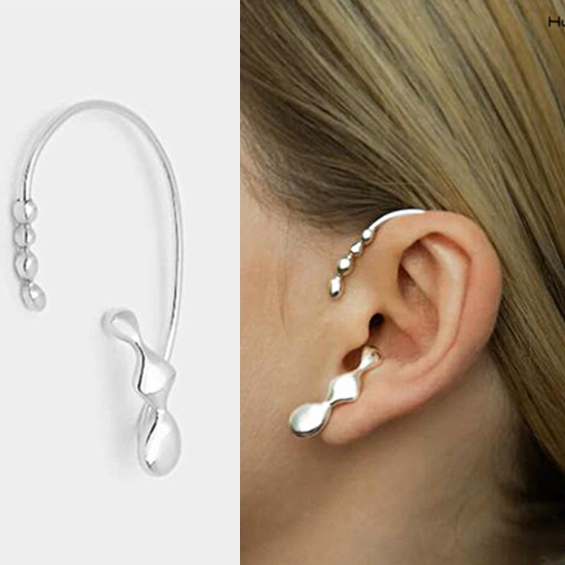 HUANZHI2020 Gold Metal Oor Manchet Oorbellen Zonder Piercing Geometrische Kraakbeen Oorbellen Voor Vrouwen Meisje Sieraden: 21 sliver left
